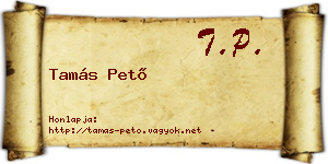 Tamás Pető névjegykártya